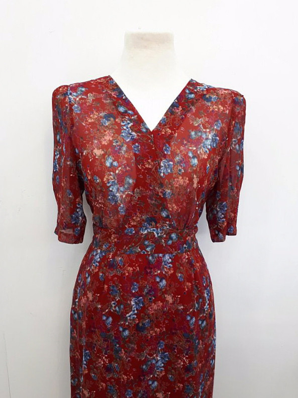 New Women Dress Flower Chiffon Long Dress 2 Color 