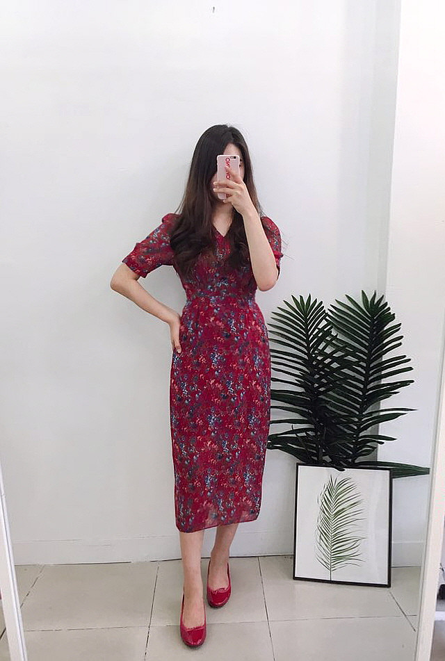 New Women Dress Flower Chiffon Long Dress 2 Color 