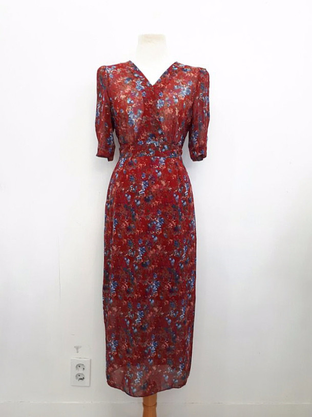 New Women Dress Flower Chiffon Long Dress 2 Color 