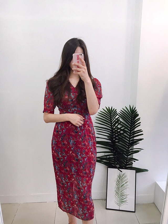 New Women Dress Flower Chiffon Long Dress 2 Color 