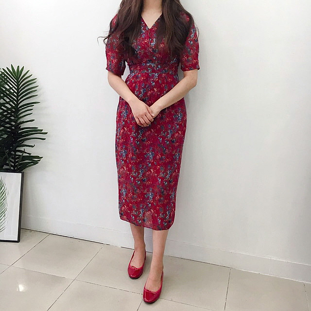 New Women Dress Flower Chiffon Long Dress 2 Color 