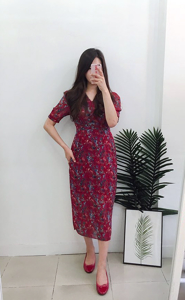 New Women Dress Flower Chiffon Long Dress 2 Color 