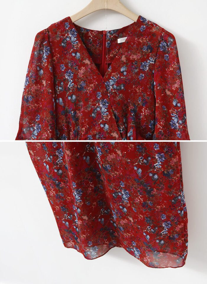 New Women Dress Flower Chiffon Long Dress 2 Color 