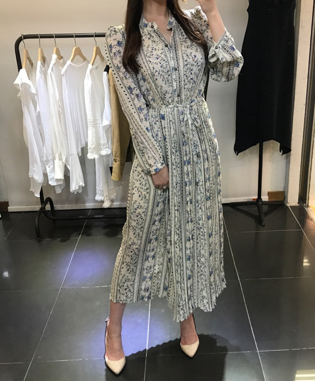 New Women's Dress Flower Wrinkled Chiffon Long 