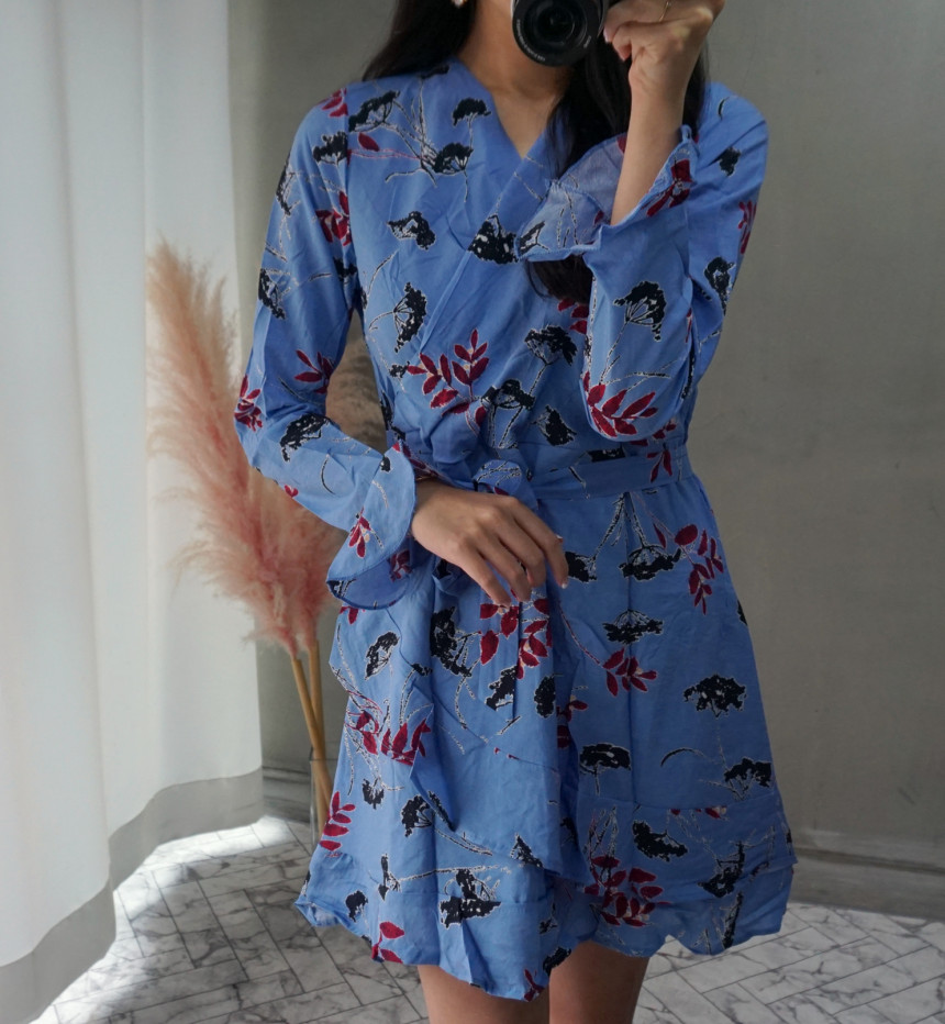 New Women Dress Autumn New Flower Chiffon Mini Dre
