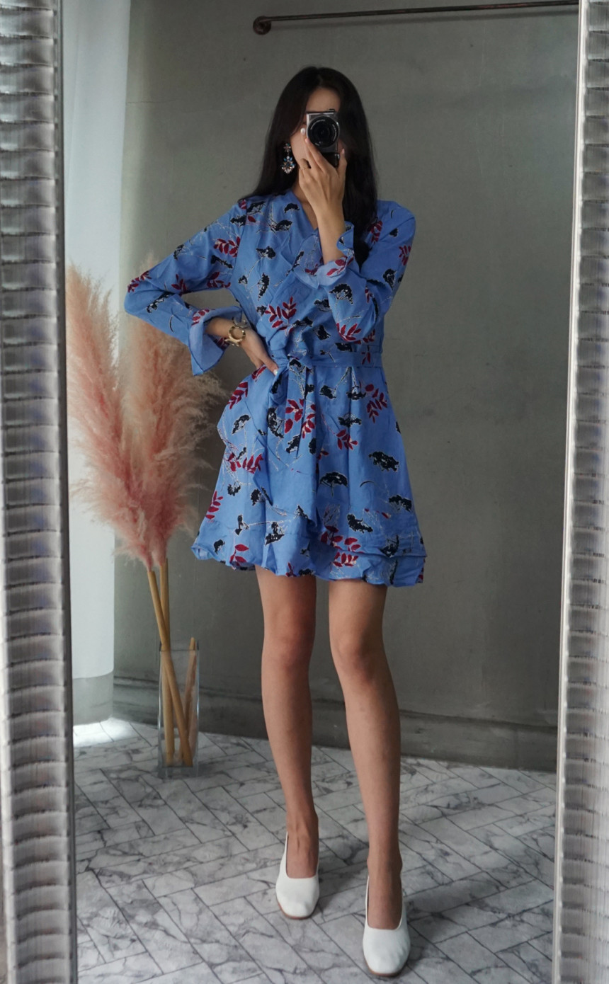 New Women Dress Autumn New Flower Chiffon Mini Dre
