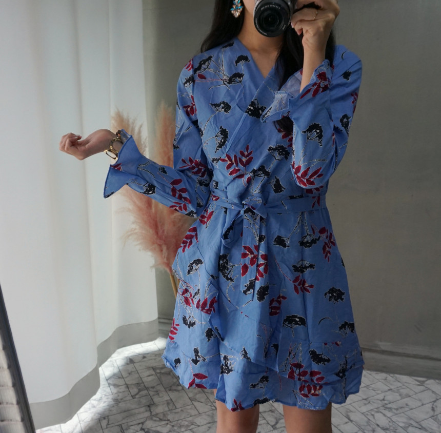 New Women Dress Autumn New Flower Chiffon Mini Dre
