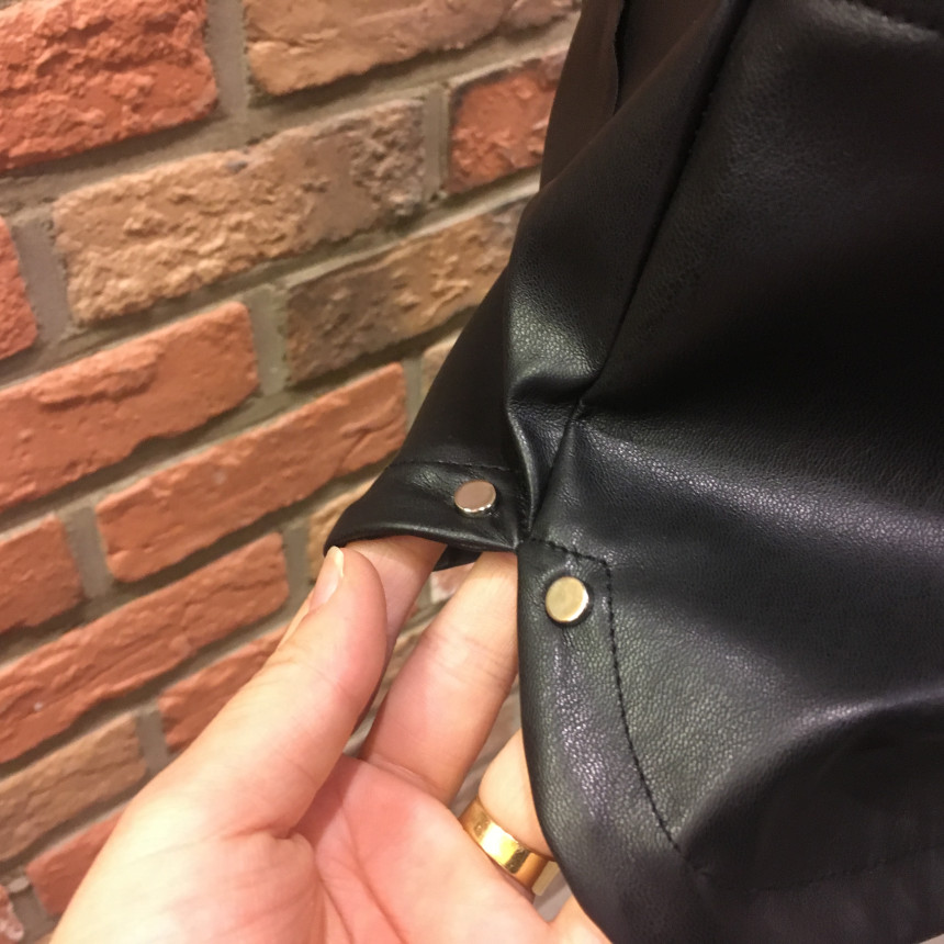 Women Short Pants Leather Material Waist Full Bend