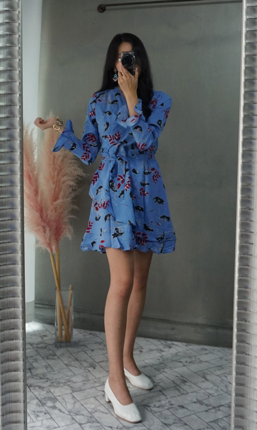 New Women Dress Autumn New Flower Chiffon Mini Dre