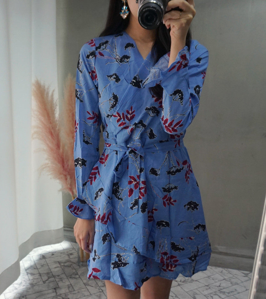 New Women Dress Autumn New Flower Chiffon Mini Dre