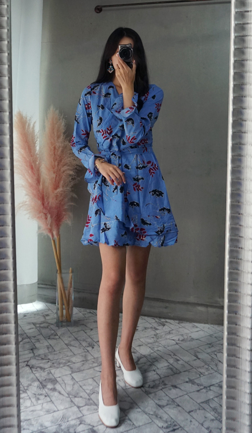 New Women Dress Autumn New Flower Chiffon Mini Dre