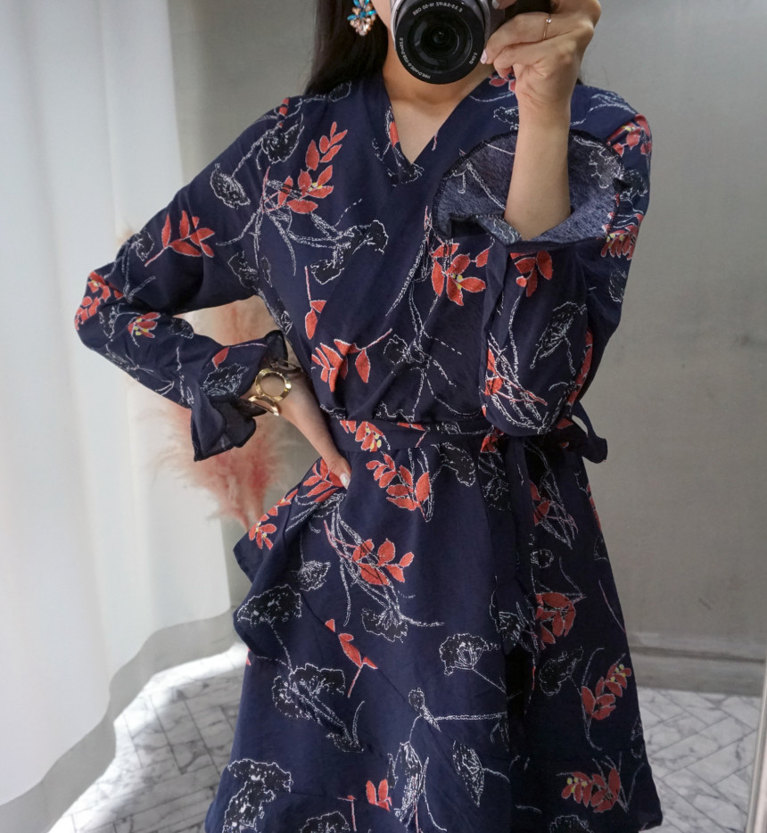 New Women Dress Autumn New Flower Chiffon Mini Dre
