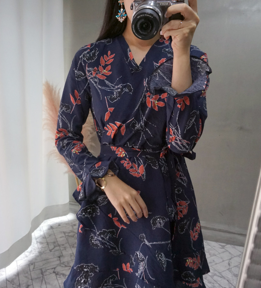 New Women Dress Autumn New Flower Chiffon Mini Dre