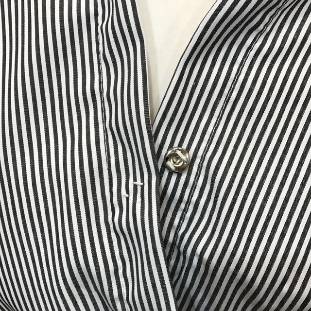 New V Neck Stripe Shirt Wrap Dress Black Mini Autu