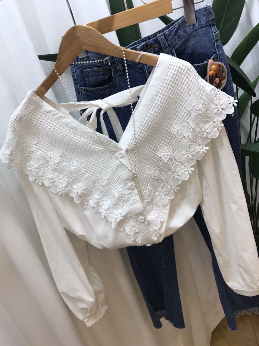 NEW FASHION LADY GIRL Blouse Y Flower lace blouse