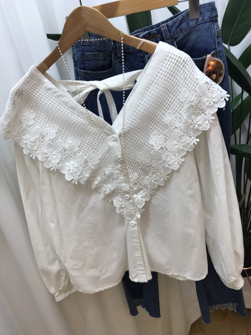 NEW FASHION LADY GIRL Blouse Y Flower lace blouse