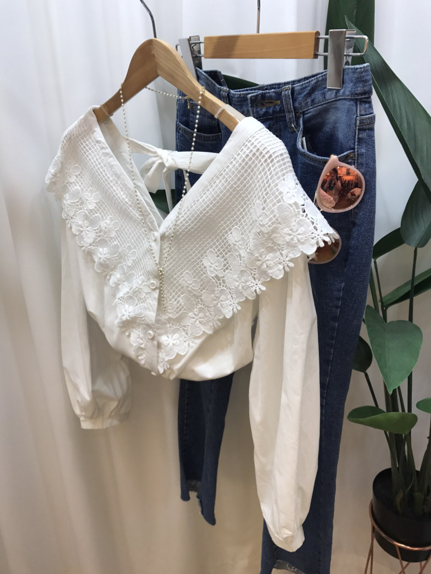 NEW FASHION LADY GIRL Blouse Y Flower lace blouse