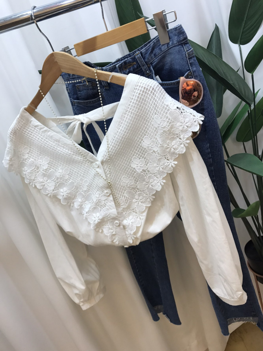 NEW FASHION LADY GIRL Blouse Y Flower lace blouse