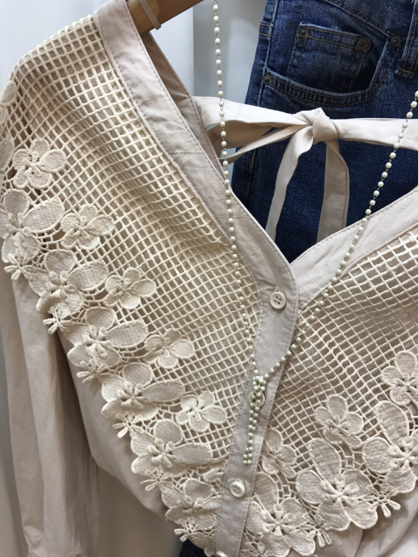 NEW FASHION LADY GIRL Blouse Y Flower lace blouse