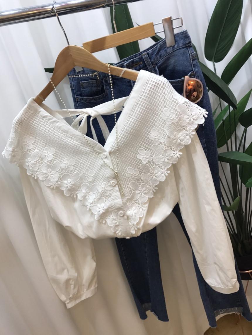 NEW FASHION LADY GIRL Blouse Y Flower lace blouse