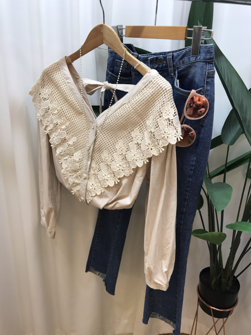 NEW FASHION LADY GIRL Blouse Y Flower lace blouse