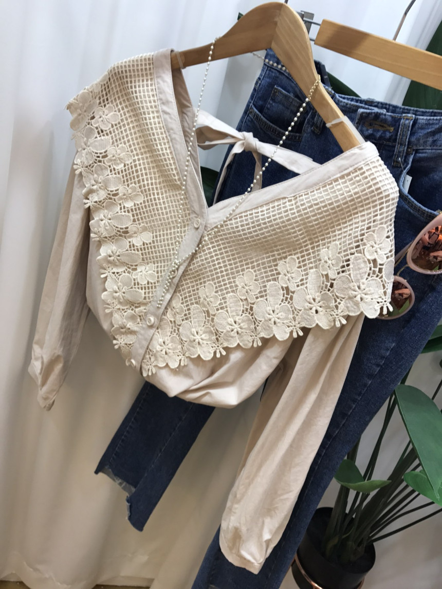 NEW FASHION LADY GIRL Blouse Y Flower lace blouse