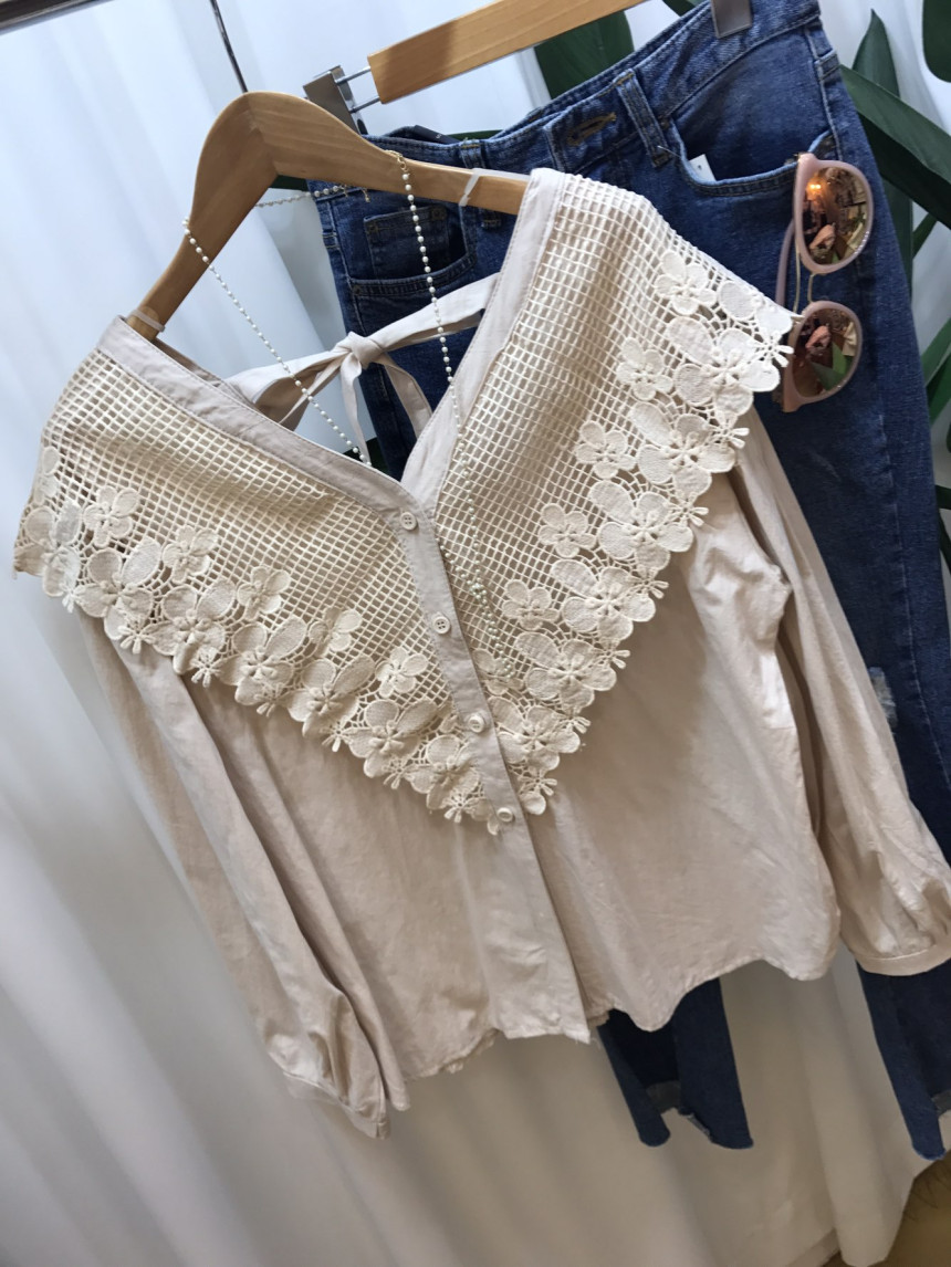 NEW FASHION LADY GIRL Blouse Y Flower lace blouse