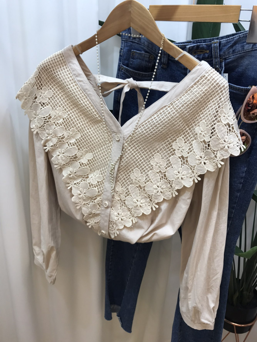 NEW FASHION LADY GIRL Blouse Y Flower lace blouse