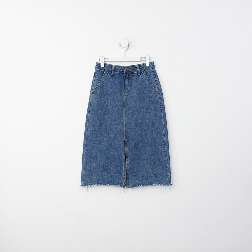Denim Skirt Front Chinchilla Denim Skirt Slit Midi