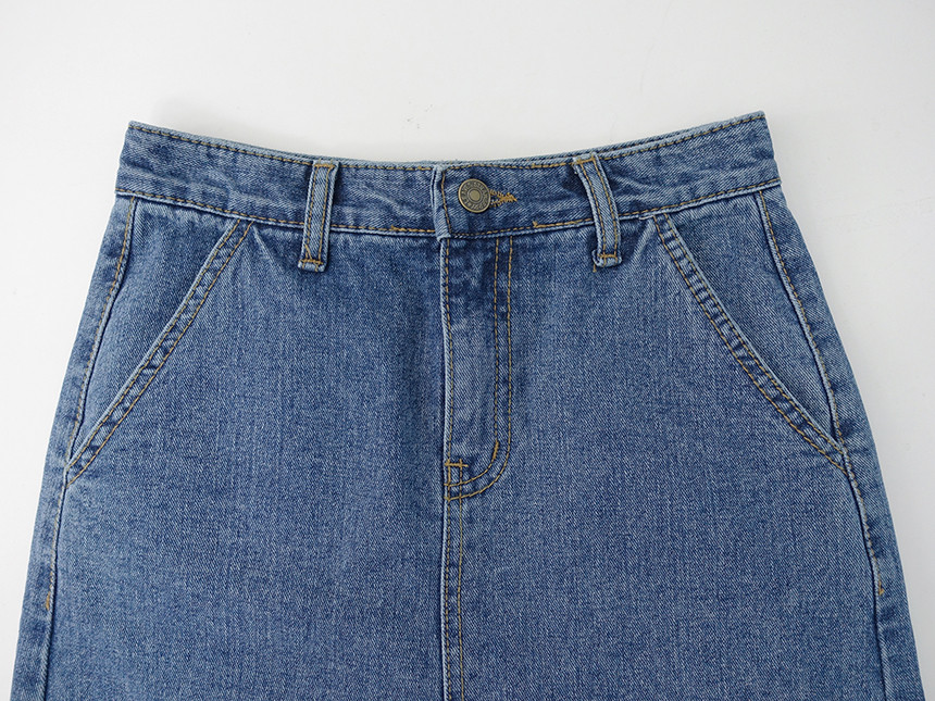 Denim Skirt Front Chinchilla Denim Skirt Slit Midi