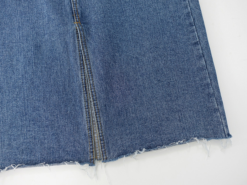 Denim Skirt Front Chinchilla Denim Skirt Slit Midi