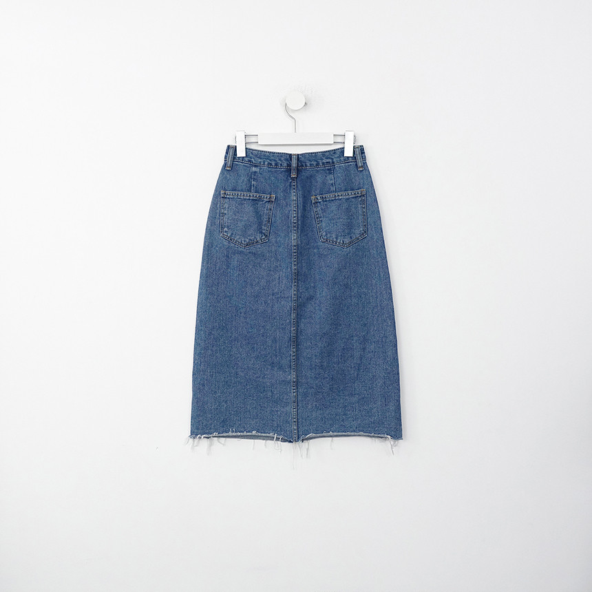 Denim Skirt Front Chinchilla Denim Skirt Slit Midi