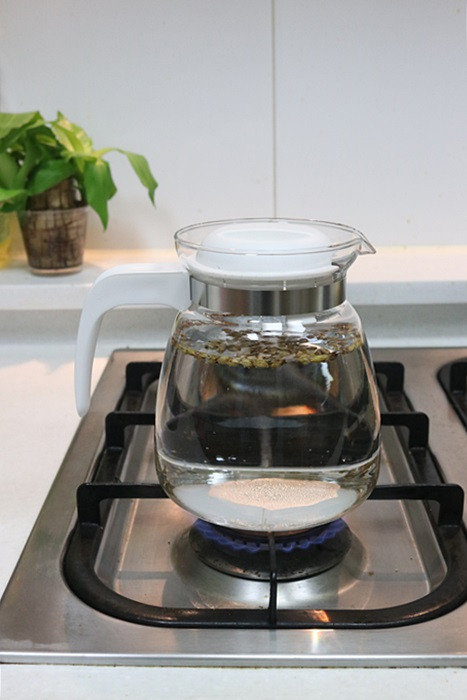 Flame-proof heat-resistant glass tea pot Black, wh