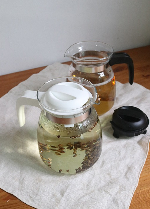 Flame-proof heat-resistant glass tea pot Black, wh