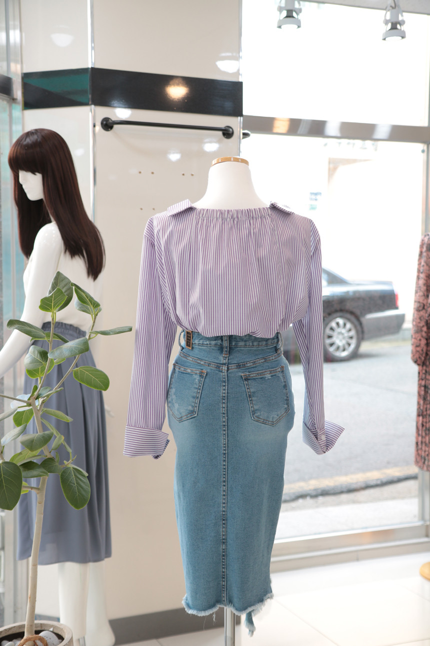 Denim Skirt Uncle H-line skirt Unbakyo denim Autum