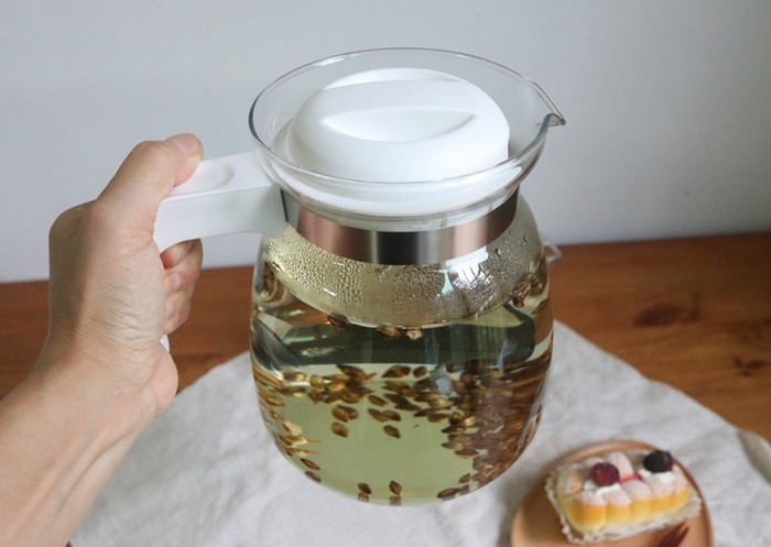 Flame-proof heat-resistant glass tea pot Black, wh