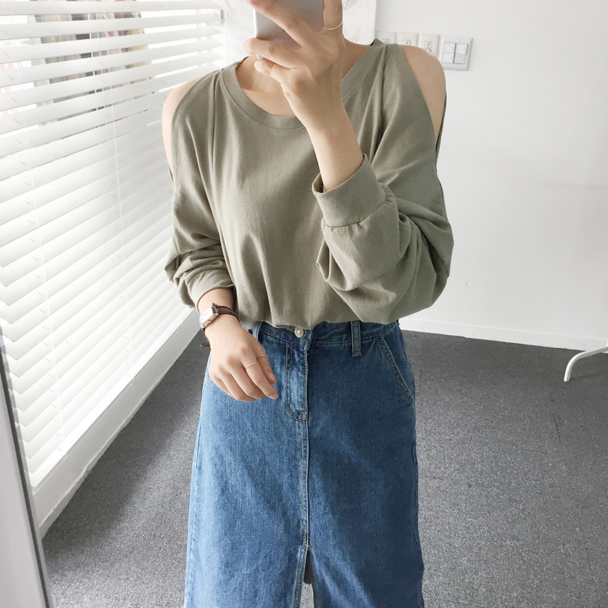 Denim Skirt Front Chinchilla Denim Skirt Slit Midi