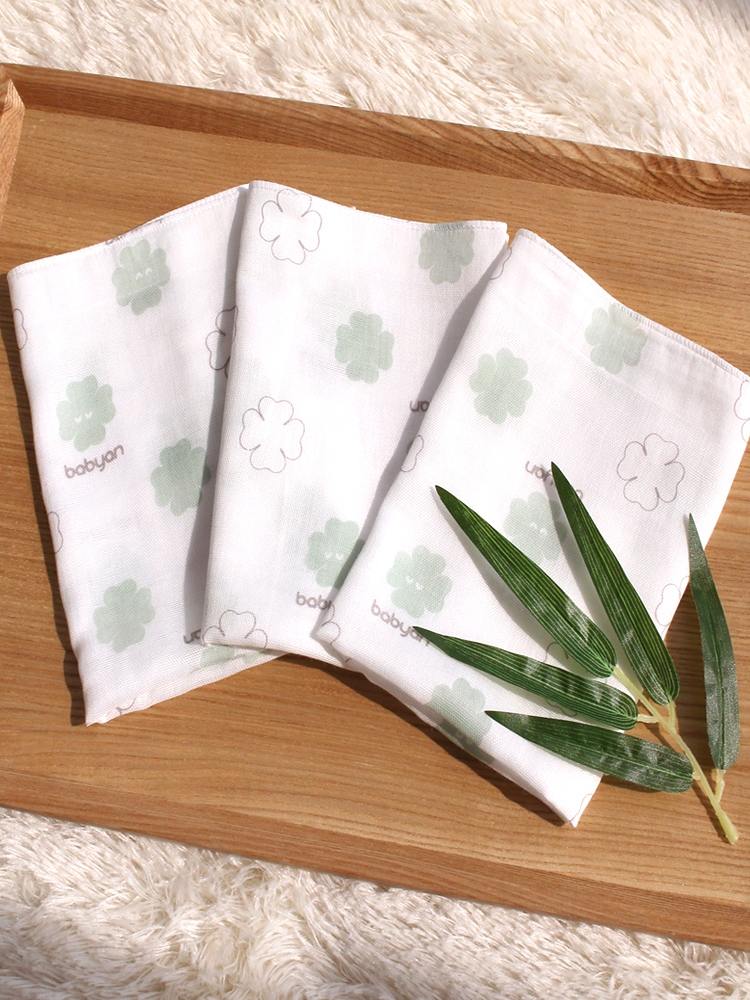 베이비앙 국내산 무형광 신생아 아기 대나무 밤부 행복이 엠보손수건 10장