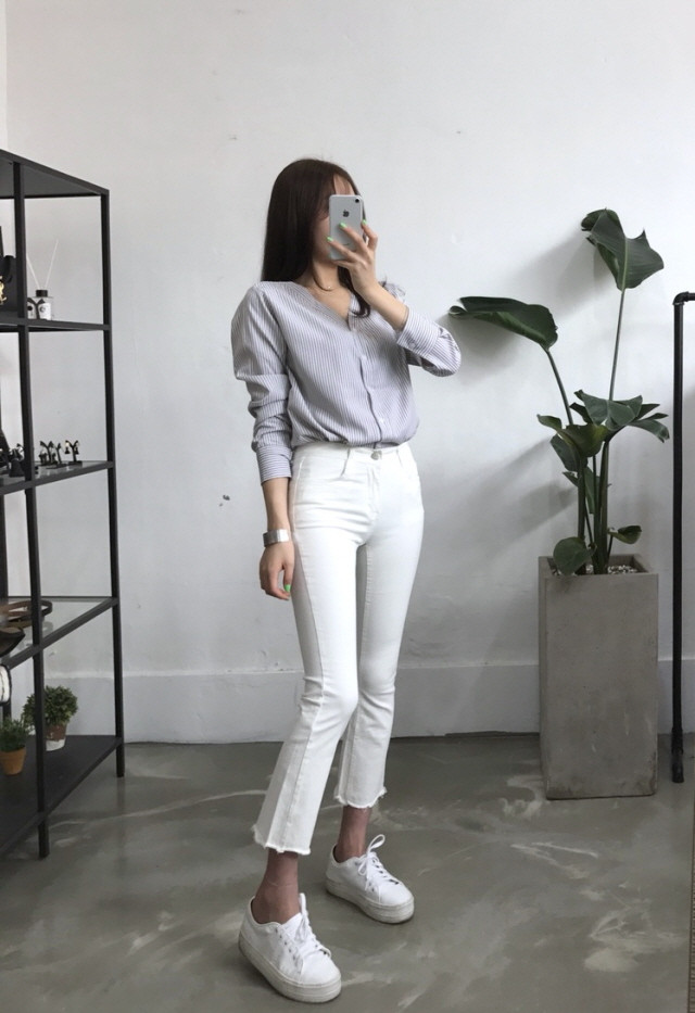 NEW FASHION LADY GIRL Blouse Stripe V-neck blouse