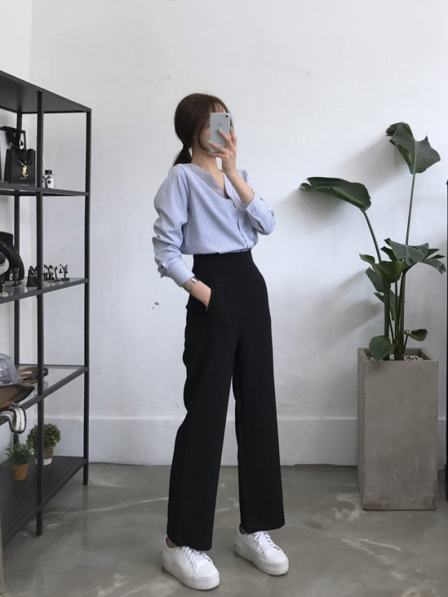 NEW FASHION LADY GIRL Blouse Stripe V-neck blouse