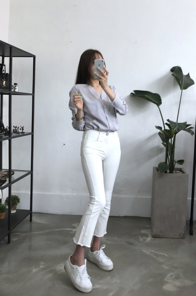 NEW FASHION LADY GIRL Blouse Stripe V-neck blouse