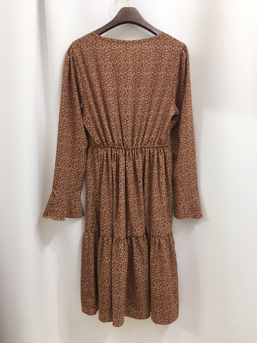 New Women Dress V Neck Chiffon Flower Dress