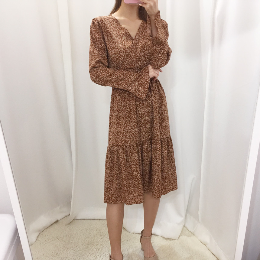 New Women Dress V Neck Chiffon Flower Dress