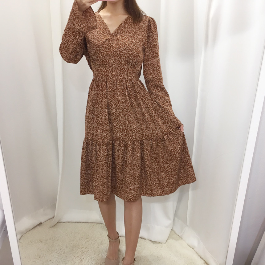 New Women Dress V Neck Chiffon Flower Dress