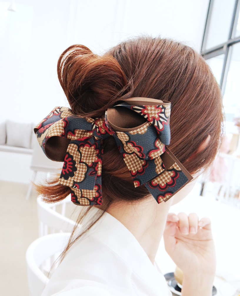 NEW HAIR CLIP HOOP Flower Pie Wang Ribbon Hairpin 