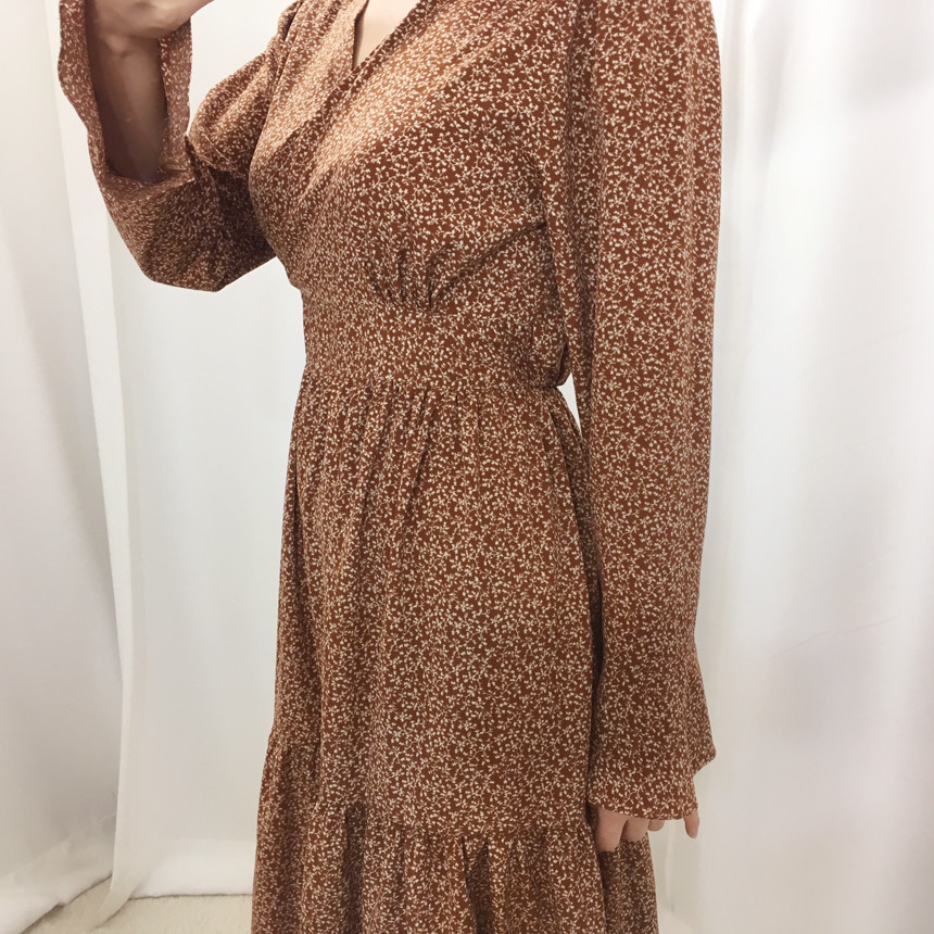 New Women Dress V Neck Chiffon Flower Dress