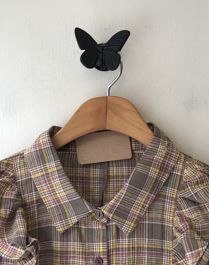 Women Blouses Check frilly blouse Gully look Londo