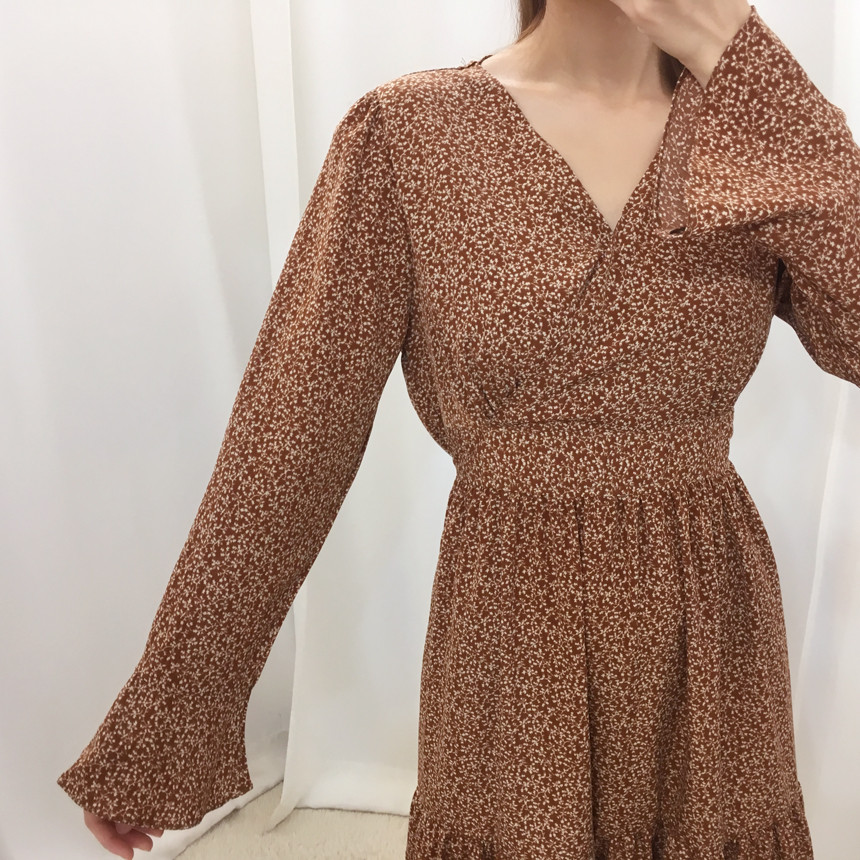 New Women Dress V Neck Chiffon Flower Dress