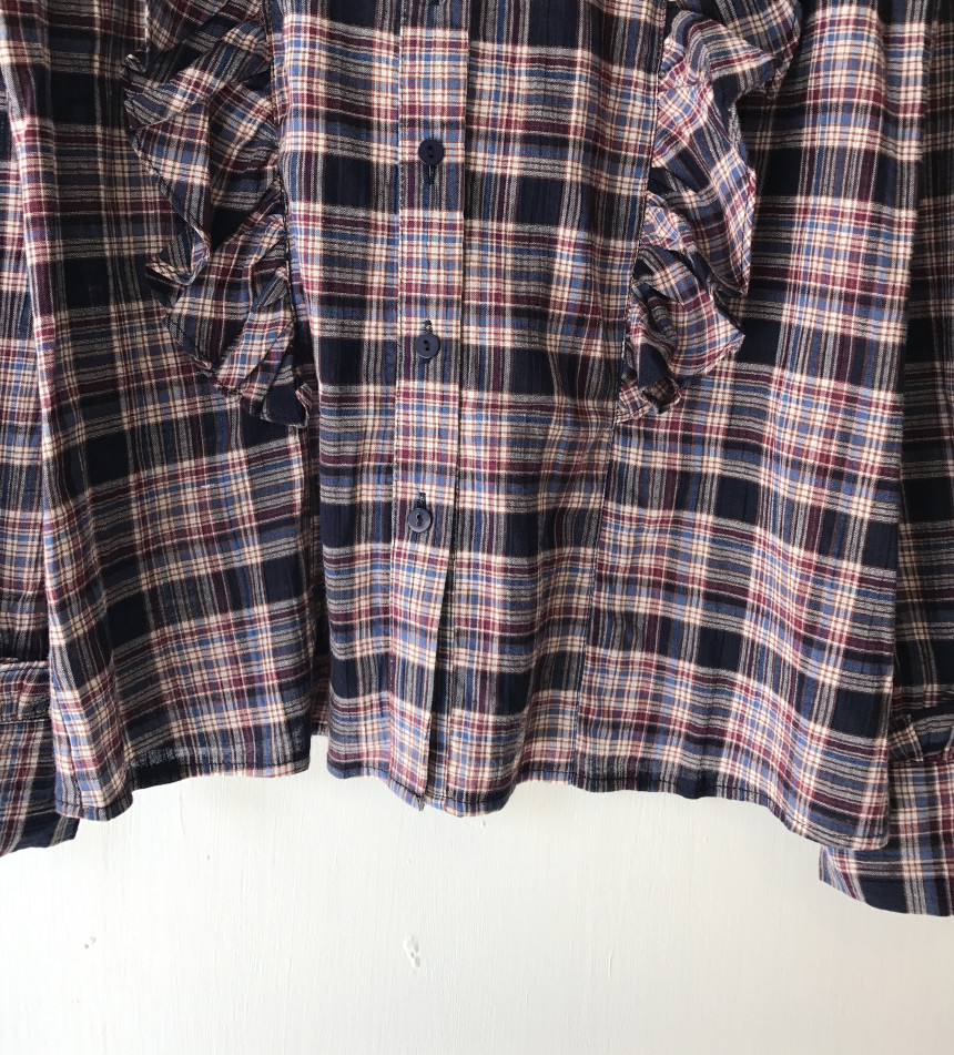 Women Blouses Check frilly blouse Gully look Londo