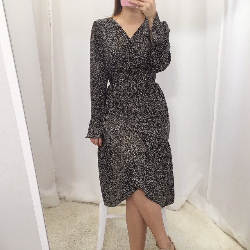 New Women Dress V Neck Chiffon Flower Dress